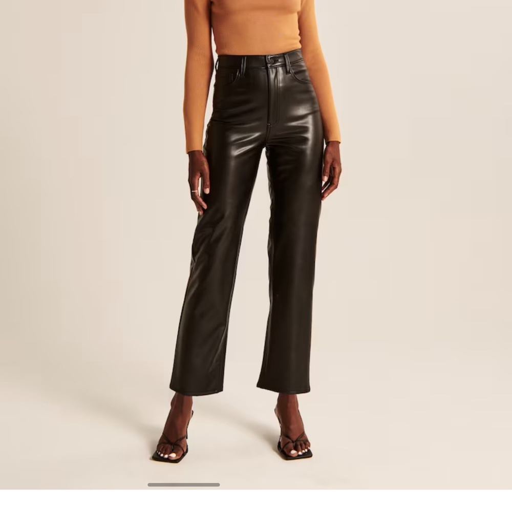 Curve Love Vegan Leather Ankle Straight Pants